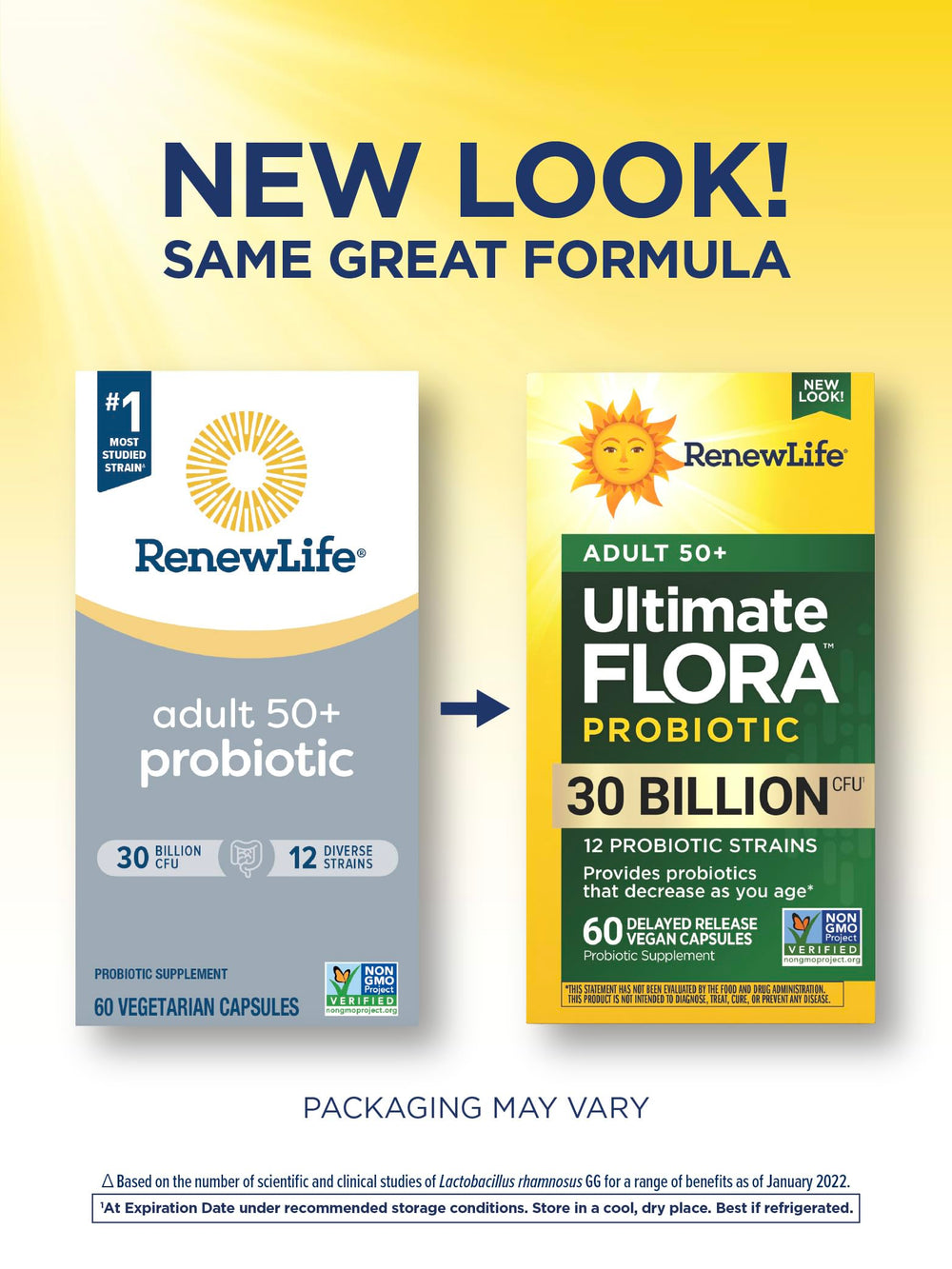 Close-up of Renew Life 12-strain probiotic capsules for digestive and immune balance