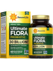 Renew Life Probiotic Adult 50 Plus bottle with 60 capsules for daily digestive support