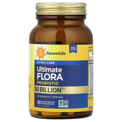 Renew Life Ultimate Flora 50B packaging box emphasizing daily probiotic routine.