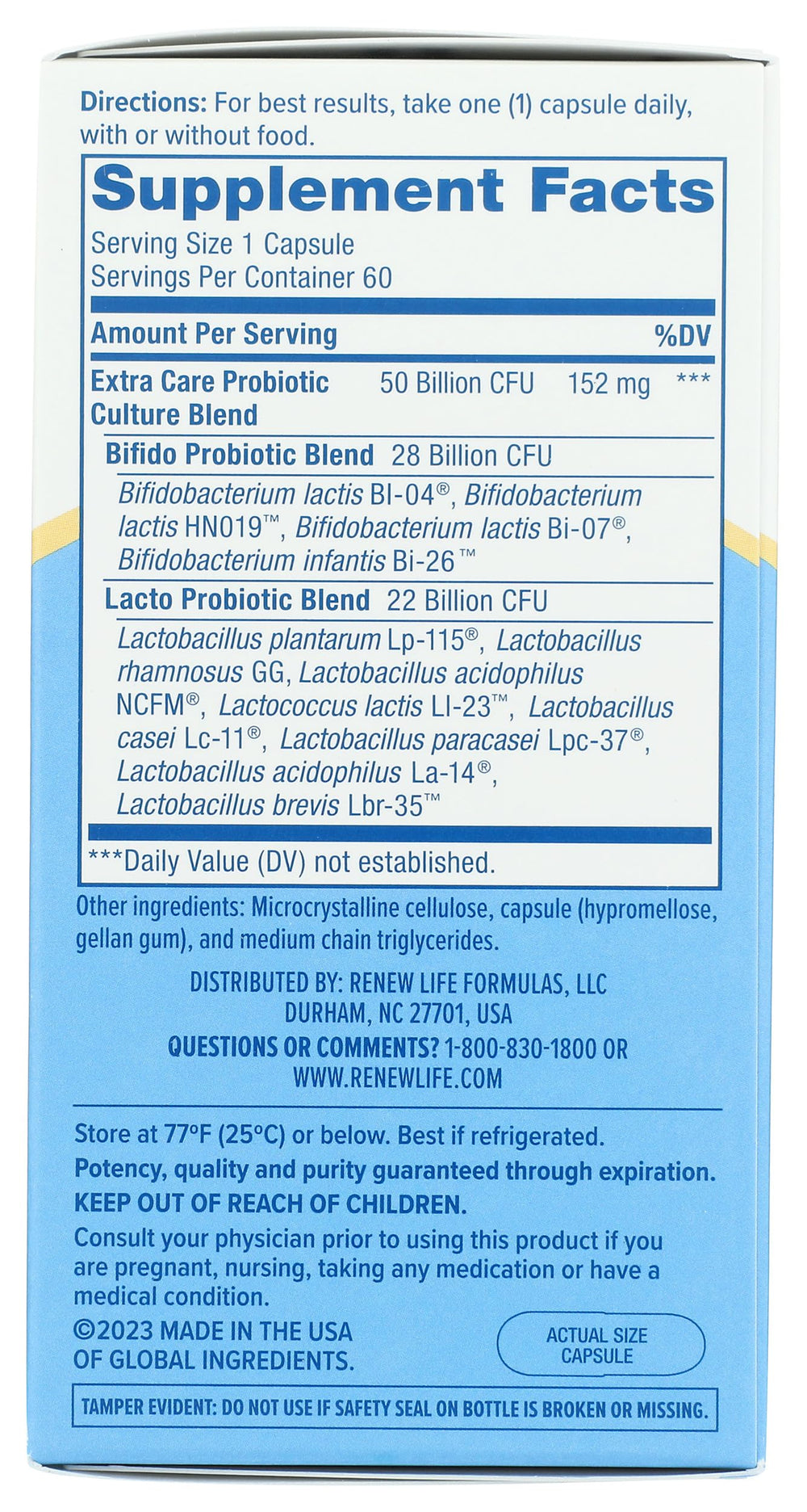 Renew Life Ultimate Flora lifestyle use with hand holding bottle during daily routine.