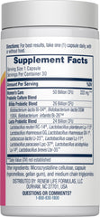 Renew Life probiotic capsules close-up highlighting multiple strains including GR-1 and RC-14.