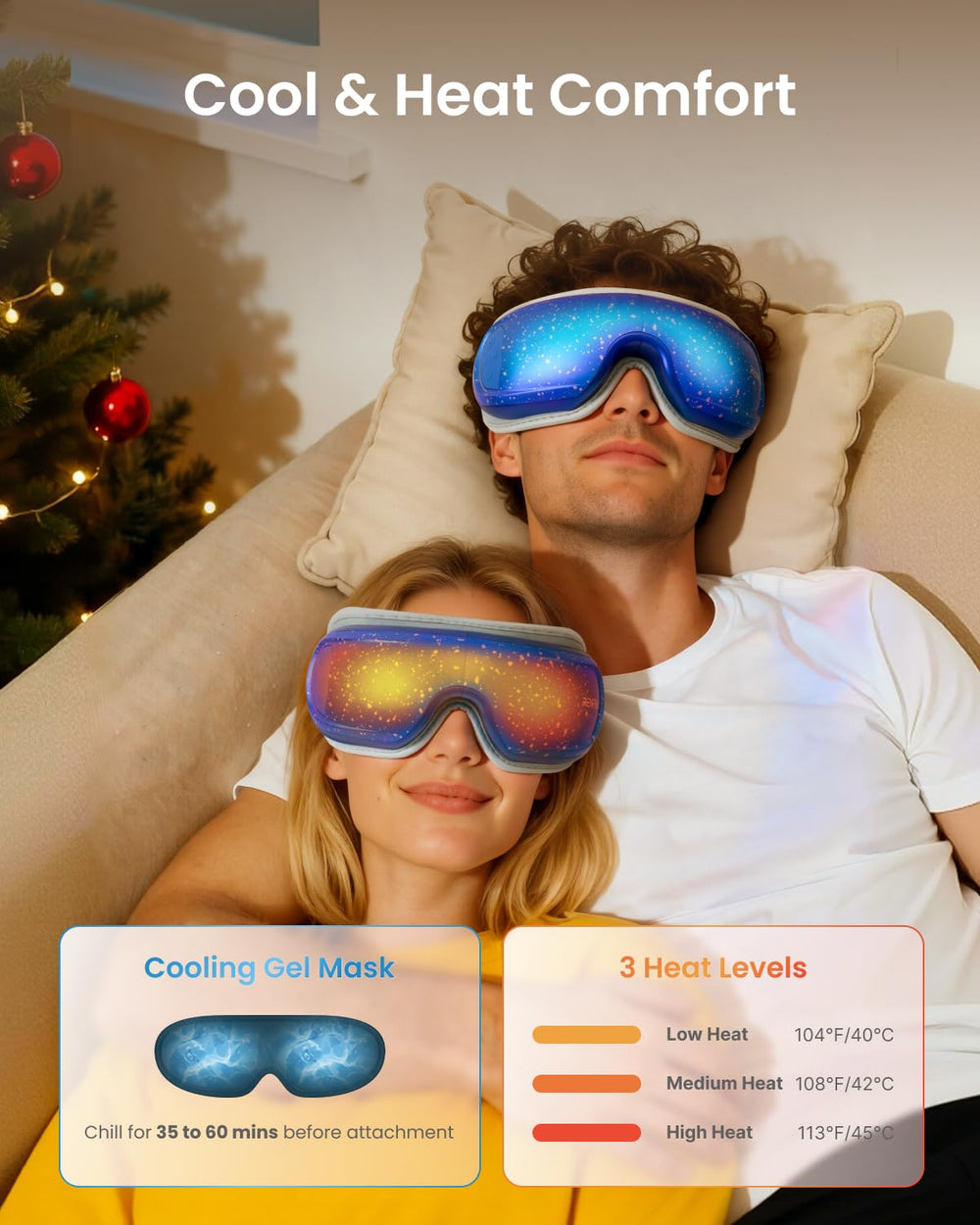 RENPHO EyeRis 3 removable cooling mask attached for a refreshing cool feel.