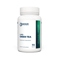 Renue By Science Green Tea Extract bottle front showing liposomal formula for enhanced absorption.