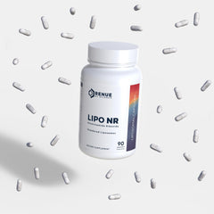 Renue By Science ingredient panel shows NR and liposomes in allergen free formula