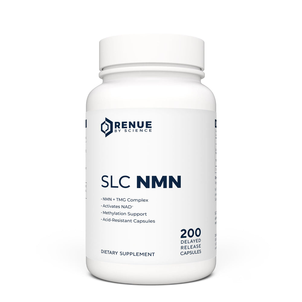 Renue By Science NMN bottle with 200 SLC capsules for daily energy support