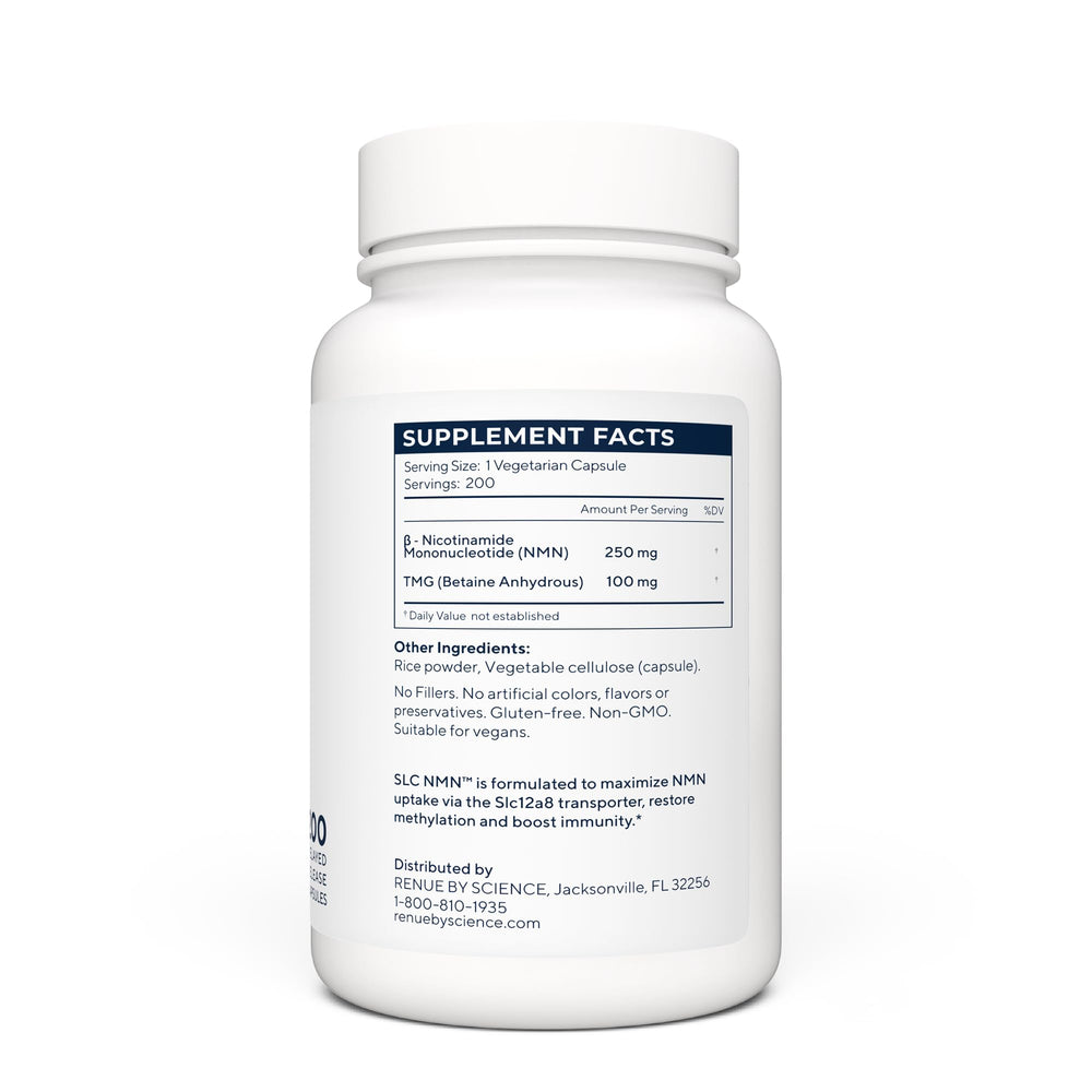 Renue By Science NMN delayed-release capsules designed for better intestinal absorption
