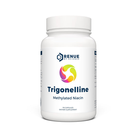 Renue By Science Trigonelline capsules bottle showing high-strength TRG support