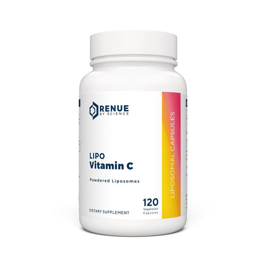 Renue By Science Vitamin C liposomal bottle for daily antioxidant support.