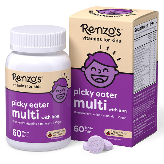Renzo's Picky Eater melty vitamins in cherry jar for daily nutrition