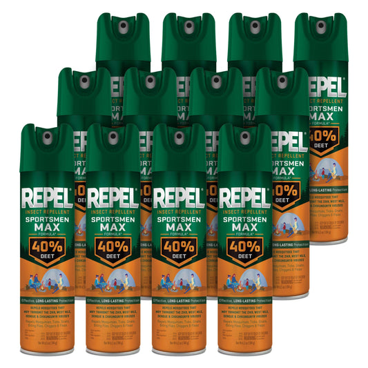 Repel Sportsmen Max aerosol packaging protects outdoors against mosquitoes and ticks.