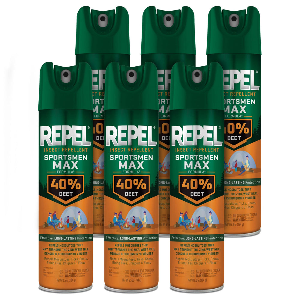 Repel Sportsmen Max Formula 40% DEET aerosol can for outdoor protection from mosquitoes.
