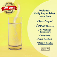 Electrolytes in Replenza aiding hydration and steady performance.