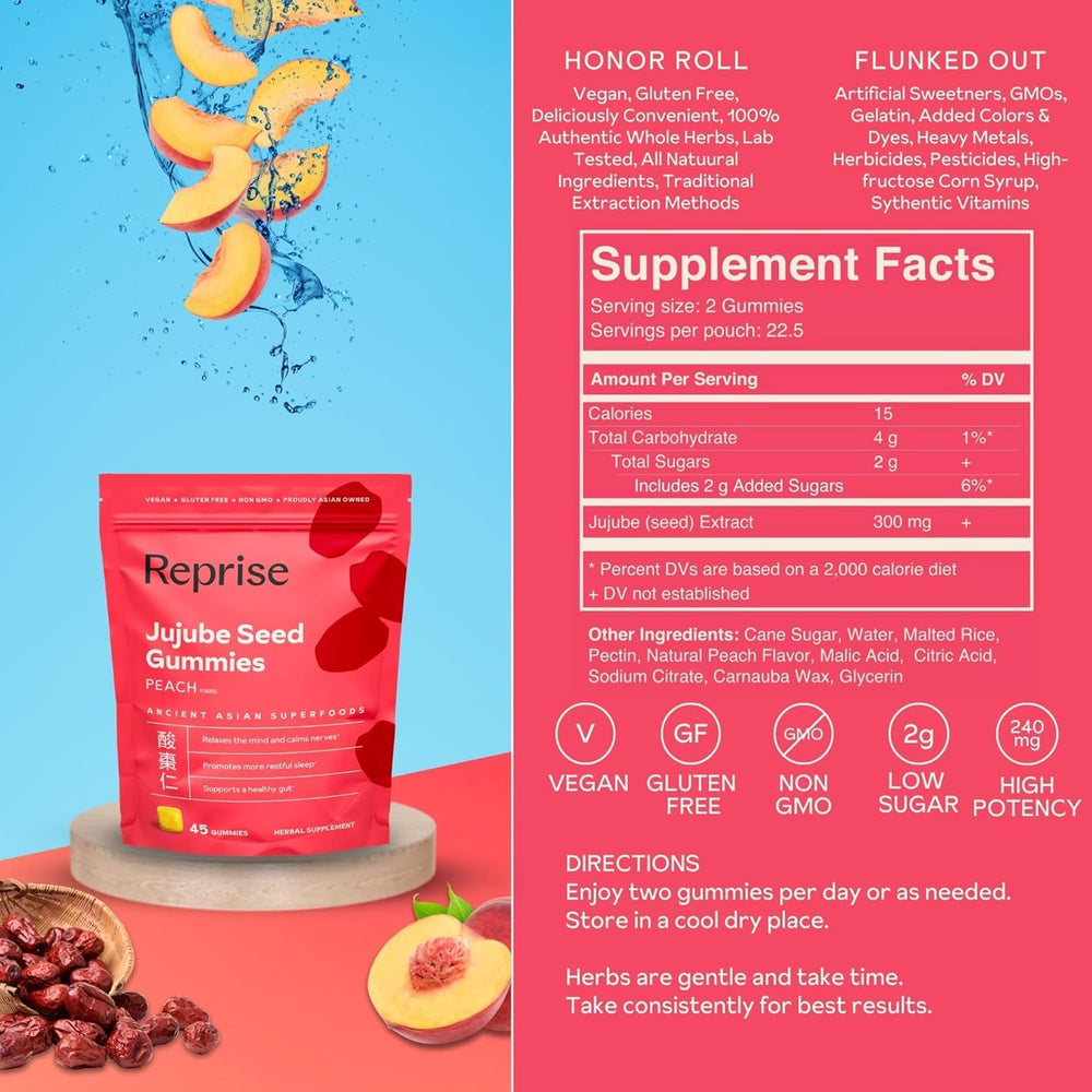 Reprise Jujube Seeds Gummies gummy texture close-up for calming moments