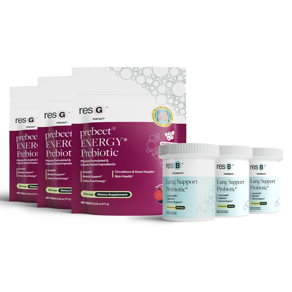ResBiotic Power Gut Bundle packaging promotes gut and lung support.