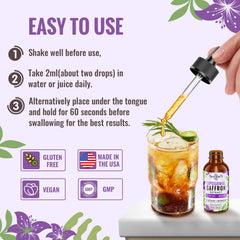 Resciency bottle label confirms USA-made, high-quality saffron ingredients.