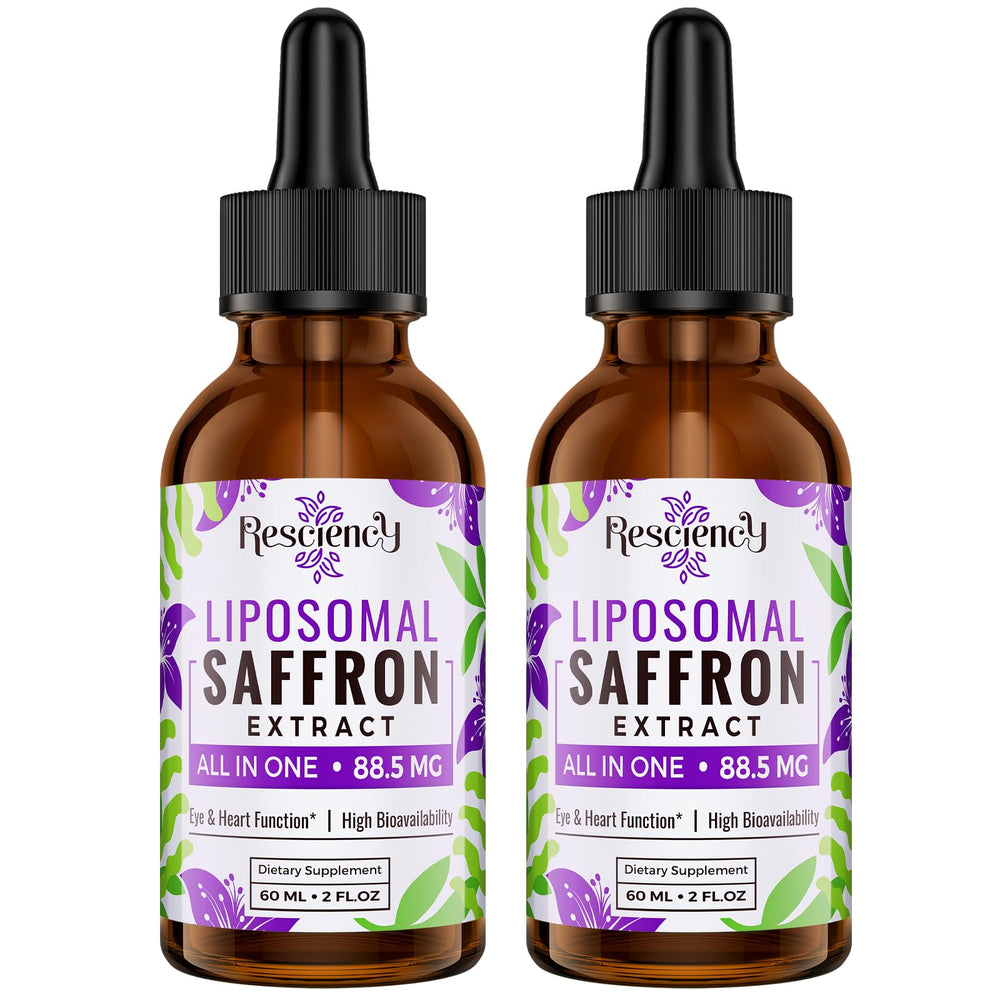 Resciency Liposomal Saffron Drops bottle for easy daily dosing and mood support.