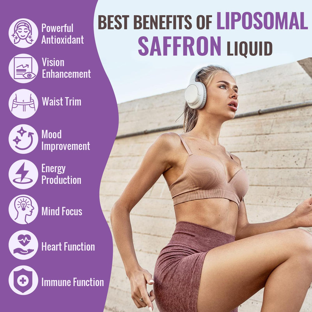 Resciency Liposomal Saffron Drops serving illustration demonstrates daily use.