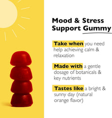 RESCUE Bach Plus orange-flavor gummies highlight natural flavor and calm potential.