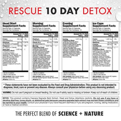 Close-up of Rescue Detox 132 capsules ready for daily use.