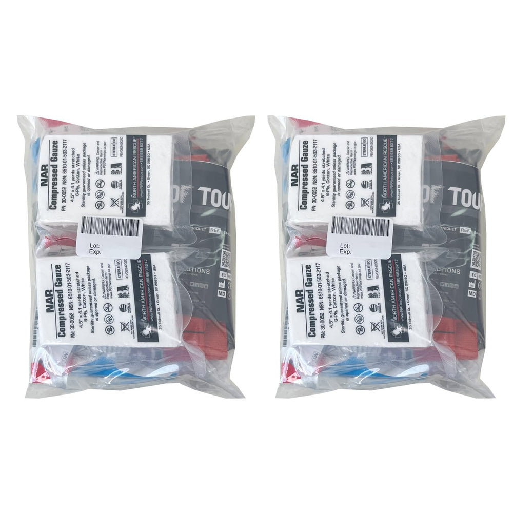Rescue Essentials Stop the Bleed Dual Kit in an AED cabinet for quick access