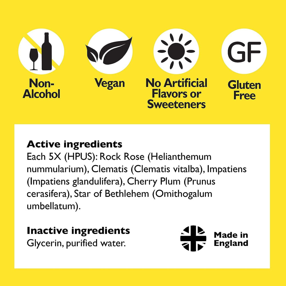 RESCUE Rescue Remedy ingredients label from Bach flowers origin
