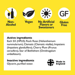 RESCUE Rescue Remedy ingredients label from Bach flowers origin