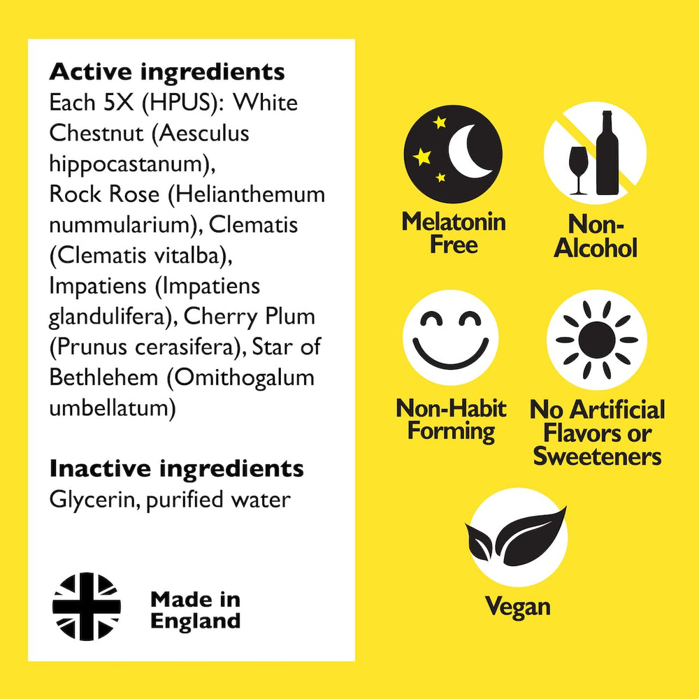Close-up of RESCUE Sleep Dropper label showing flower essence blend.