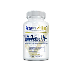 Research Verified Appetite Suppressant bottle front view helps curb cravings.