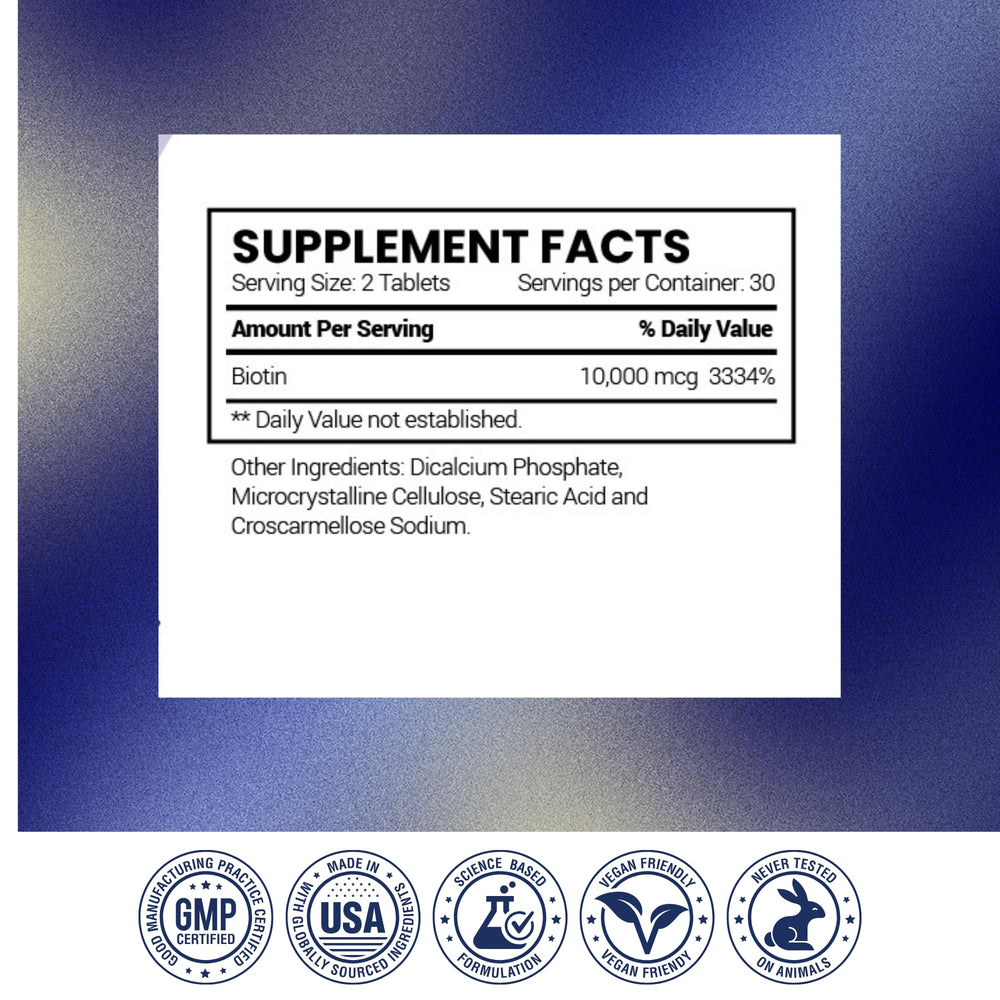 Research Verified Biotin USA facility seal indicating cGMP manufacturing.