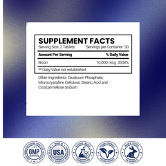Research Verified Biotin supplement facts panel displayed for clarity