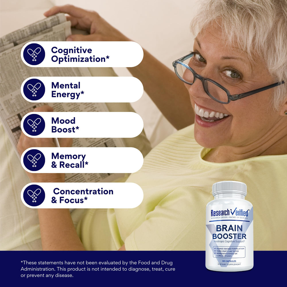 Research Verified Brain Booster vegan capsules for plant-based support