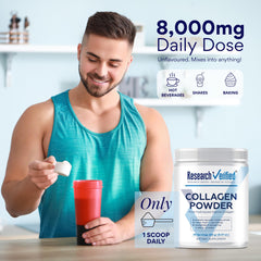 USA-made stamp on Research Verified Collagen Powder container.