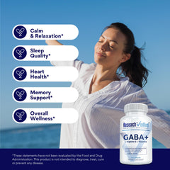 Research Verified GABA+ L-theanine boost illustration suggesting balanced mood.