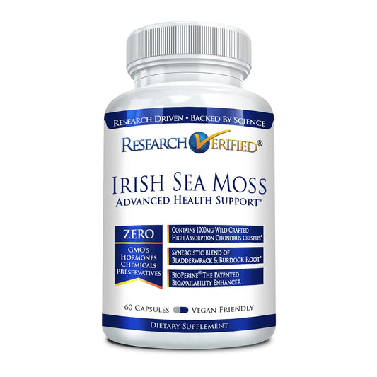 Research Verified Irish Sea Moss bottle – convenient daily use for immune support.