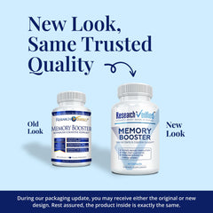 Research Verified Memory Booster label detail highlights key ingredients and benefits.
