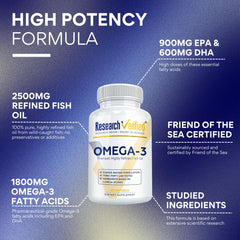 Research Verified Omega-3 label detail showing clean formula