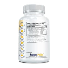 Research Verified Omega-3 softgels close-up highlighting smooth swallowing
