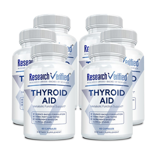 Research Verified Thyroid Aid bottle for daily thyroid support.