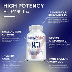 Research Verified UTI Relief capsules highlight vegan formula for convenient daily dosing