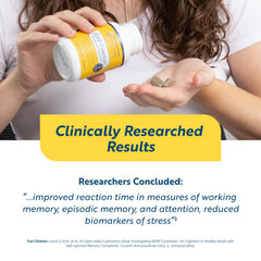 Researched Nutritionals BDNF Essentials bottle in hand for portable brain support