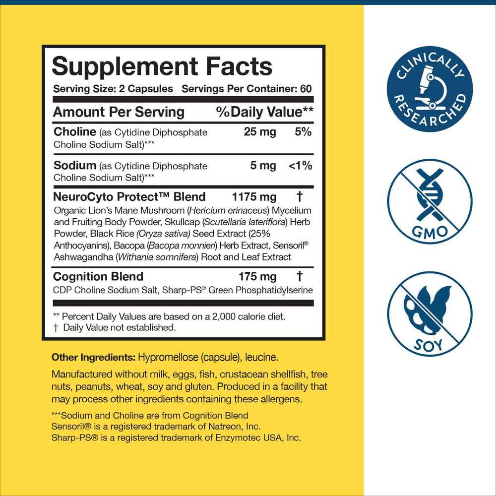 Researched Nutritionals BDNF Essentials pack shot with 120 capsules