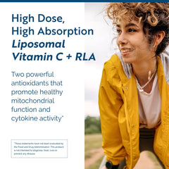 Pouring C-RLA liposomal vitamin C to showcase smooth texture and flavor