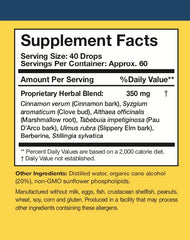 Researched Nutritionals Elim-A-Cand drops in water for easy ingestion.