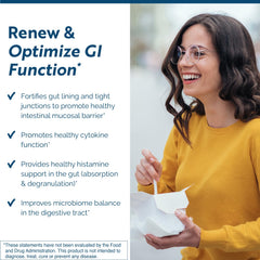 RenewGut capsules close-up showing a collagen-based gut lining focus