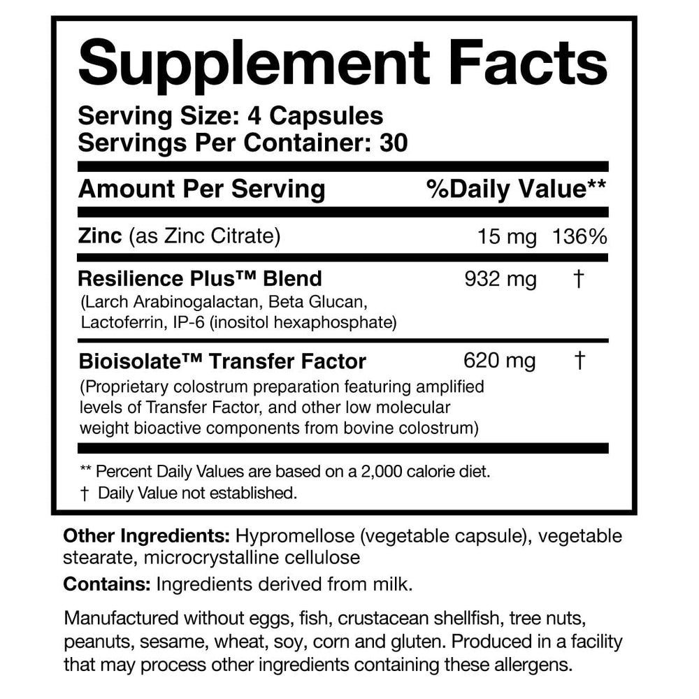 Researched Nutritionals Transfer Factor Rapid Response gut health focus signals mucosal support potential.
