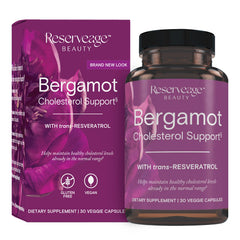 Reserveage Beauty Bergamot Cholesterol Support bottle with capsules for heart health support
