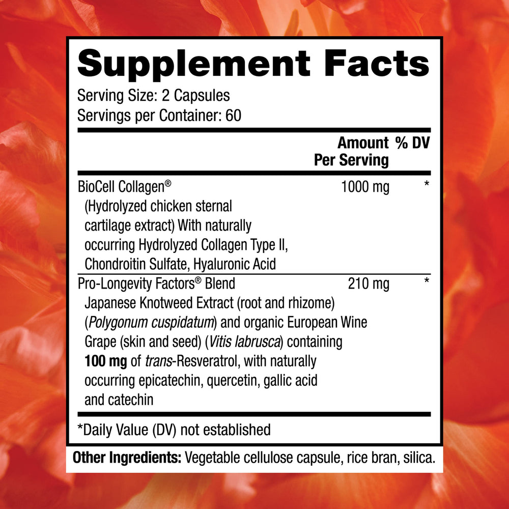 Reserveage Beauty Collagen Booster capsules supporting skin elasticity.