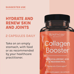 Hyaluronic acid focus in Reserveage booster for skin moisture.