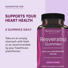 Two-pack Reserveage Nutrition Resveratrol Gummies packaging for ongoing use