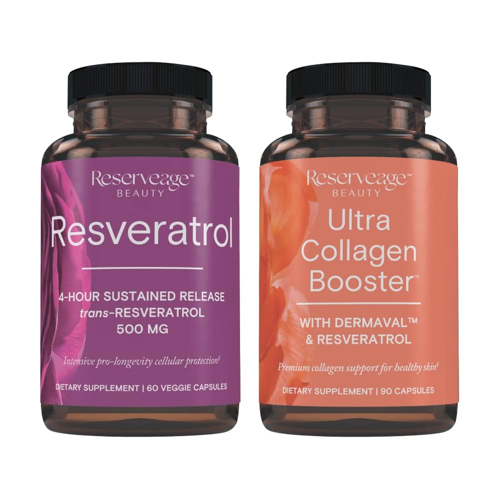 Reserveage Resveratrol bottle front for daily wellness support.